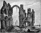 England / UK: The ruins of Lindisfarne Priory c. 1850. Anon., from C. Arthur Lane, 'Illustrated Notes on English Church History', 1901